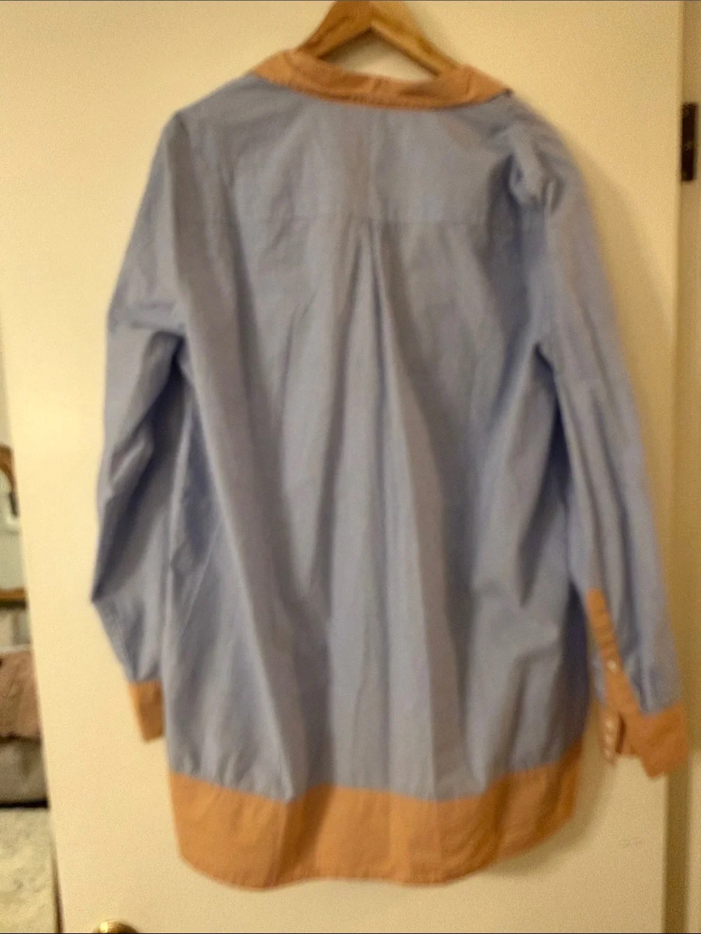 J. Crew Light Blue Shirt Dress with Orange Trim